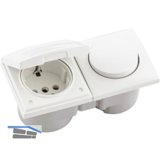 BERKER Integro Flow Schalter/Deckel polarwei� gl�nzend + Steckdose polarwei�