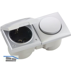 BERKER Integro Flow Schalter/Deckel chrom matt + Steckdose schwarz