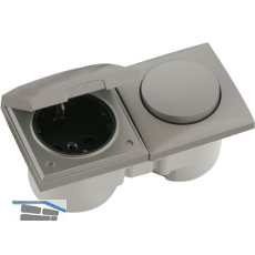 BERKER Integro Flow Schalter/Deckel Edelstahl Effekt + Steckdose schwarz