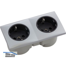 BERKER Integro Flow Doppelsteckdose chrom matt, Steckdose schwarz