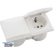 BERKER Integro Flow Doppelsteckdose, Deckel polarwei� gl�nzend, Steckdose wei�