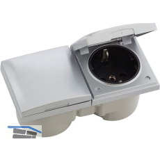 BERKER Integro Flow Doppelsteckdose, Deckel chrom matt, Steckdose schwarz