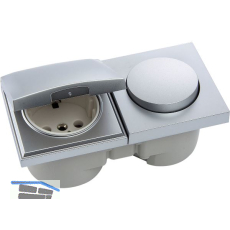 BERKER Integro Pure Schalter/Deckel chrom matt + Steckdose polarwei�