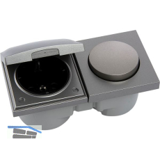 BERKER Integro Pure Schalter/Deckel Edelstahl Effekt + Steckdose schwarz