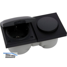 BERKER Integro Pure Schalter/Deckel schwarz matt + Steckdose schwarz