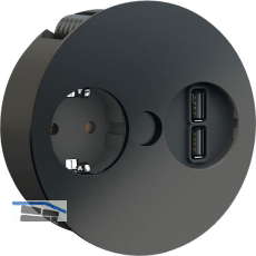 BACHMANN Einbausteckdose TWIS , 1 Stk. Schukosteckdose, + USB-Charger, schwarz