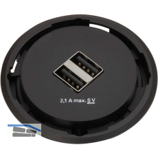 EVOline One 2fach USB Charger A+A schwarz DM 59 mm