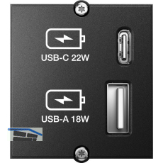 BACHMANN Keystone Modul USB Doppelcharger 1xUSB-A, 1xUSB-C max. 22W