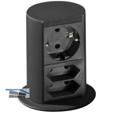 BACHMANN Steckdosenelement Elevator 1 x Schuko.- 2x Eurosteckdose, schwarz