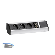 EVOline V-Dock Steckdosenelement 3 x Schuko, 2 x RJ45, Aluminium