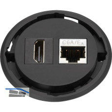 EVOline One Datensteckdose 1 x HDMI 2.0, 1 x RJ45 CAT6 schwarz
