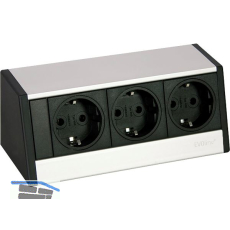 EVOline R-Dock Steckdosenelement 3 x Schuko alufarbig, schwarz