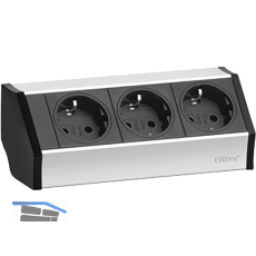 EVOline V-Dock Steckdosenelement 3 x Schuko alufarbig, schwarz