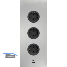 CARESSI Steckdosenelement 3ST29 3 Schukosteckdosen USB-A + C Charger Edelstahl
