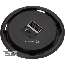 EVOline One 2fach USB Charger A+C, schwarz DM 59 mm