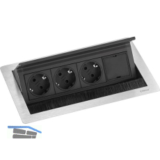 EVOline Flip Top Push DATA M 3xSchuko +1 x Modulplatz Edelstahl