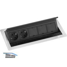 EVOline Flip Top Push DATA L 2xSchuko +3 x Modulplatz Edelstahl