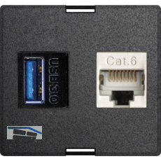 EVOline Wechselmodul 1xUSB 3.0, 1xRJ45 CAT6, schwarz