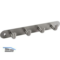Garderobenleiste Sepa mit 4 Haken, Breite 220 mm, Edelstahl geb�rstet