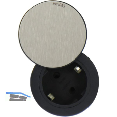 EVOline One Steckdose mit Drehdeckel schwarz/Edelstahl