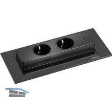 EVOline BackFlip, 2 Stk. Schukosteckdosen, USB-C-Charger, schwarz matt