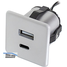 Einbau USB-Charger alufarbig 1xTYP-A + C