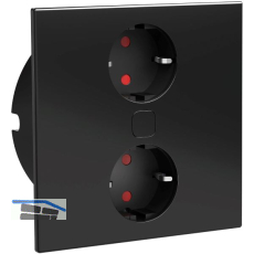 HPF Einbausteckdose Duplex-Q, 2 Stk. Schukosteckdosen, schwarz