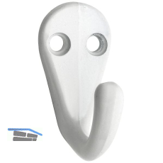 Einfachhaken Bata Breite 20 mm, H�he 41 mm, Aluminium wei� beschichtet