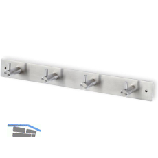 Garderobenleiste Aton mit 4 Haken, Breite 322 mm, Edelstahl geb�rstet