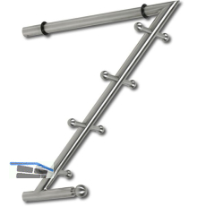 Garderobenarm Month mit 4 Doppelhaken, schwarze Gummiauflage,Edelstahl geb�rstet