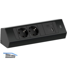 BACHMANN Steckdosenleiste Casia2 K 2-fach Schuko + USB A+C Charger schwarz