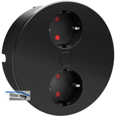 HPF Einbausteckdose Duplex-R, 2 Stk. Schukosteckdosen, schwarz