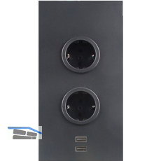 CARESSI Steckdosenelement 2ST20 2 Schukosteckdosen, 2 Stk. USB, schwarz