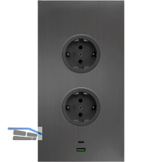CARESSI Steckdosenelement 2ST20 2 Schukosteckdosen, 2 Stk. USB, anthrazit