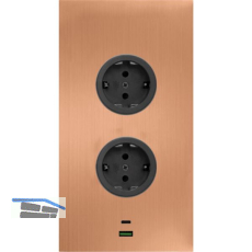 CARESSI Steckdosenelement 2ST20 2 Schukosteckdosen, 2 Stk. USB, kupfer