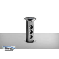 EKOTECH Steckdose ET-111-E 3xSchuko, USB A+C-Charger, schwarz