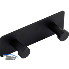 Garderobenleiste Gabios mit 2 Haken, Breite 120 mm, Stahl schwarz matt