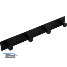 Garderobenleiste Gabios mit 4 Haken, Breite 300 mm, Stahl schwarz matt