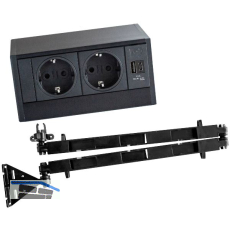 EVOline R-Dock Steckdosenelement 2 Schuko, USB-Charger schwarz mit EVOline Wing