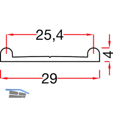 ALUMIS GST Innenfront Doppellaufschiene unten, 4 x 29 mm, Aluminium eloxiert