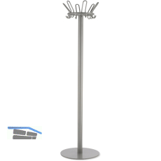 Standgarderobe Larga H�he 1830 mm, Stahl silberfarbig beschichtet