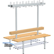 RONTEC Sitzbankst�nder doppelseitig mit Schuhablage 1500 mm Alu natur eloxiert