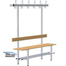 RONTEC Sitzbankst�nder einseitig mit Schuhablage 1500 mm Alu natur eloxiert