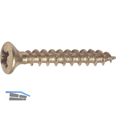 Spanplattenschraube Linsensenkkopf 3.5x 30 Vollgewinde Pozidriv 2 vermessingt