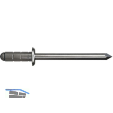 GESIPA Poly Grip Mehrbereichsniete Flachrundkopf 4.8x25 Aluminium mit A2-Dorn