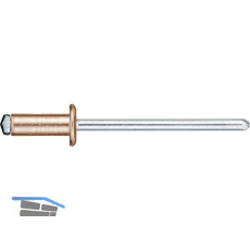Spenglerniete ISO16582 Flachrundkopf 3.0x 4 Kupfer mit Stahldorn