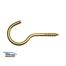 Schraubhaken mit Holzgewinde gebogen 2,8x40 Stahl vermessingt