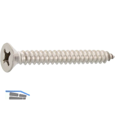 DIN7982C 3.5x 16 Phillips-KS Edelstahl A4 Senkkopf-Blechschraube ~ISO 7050