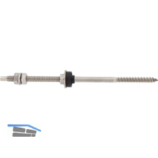 Stockschraube M12x350 mit Muttern & EPDM-Dichtung - Edelstahl A2 vormontiert