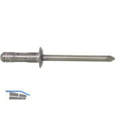 Mehrbereichsniete Flachrundkopf 4.0x10 Aluminium mit Edelstahldorn